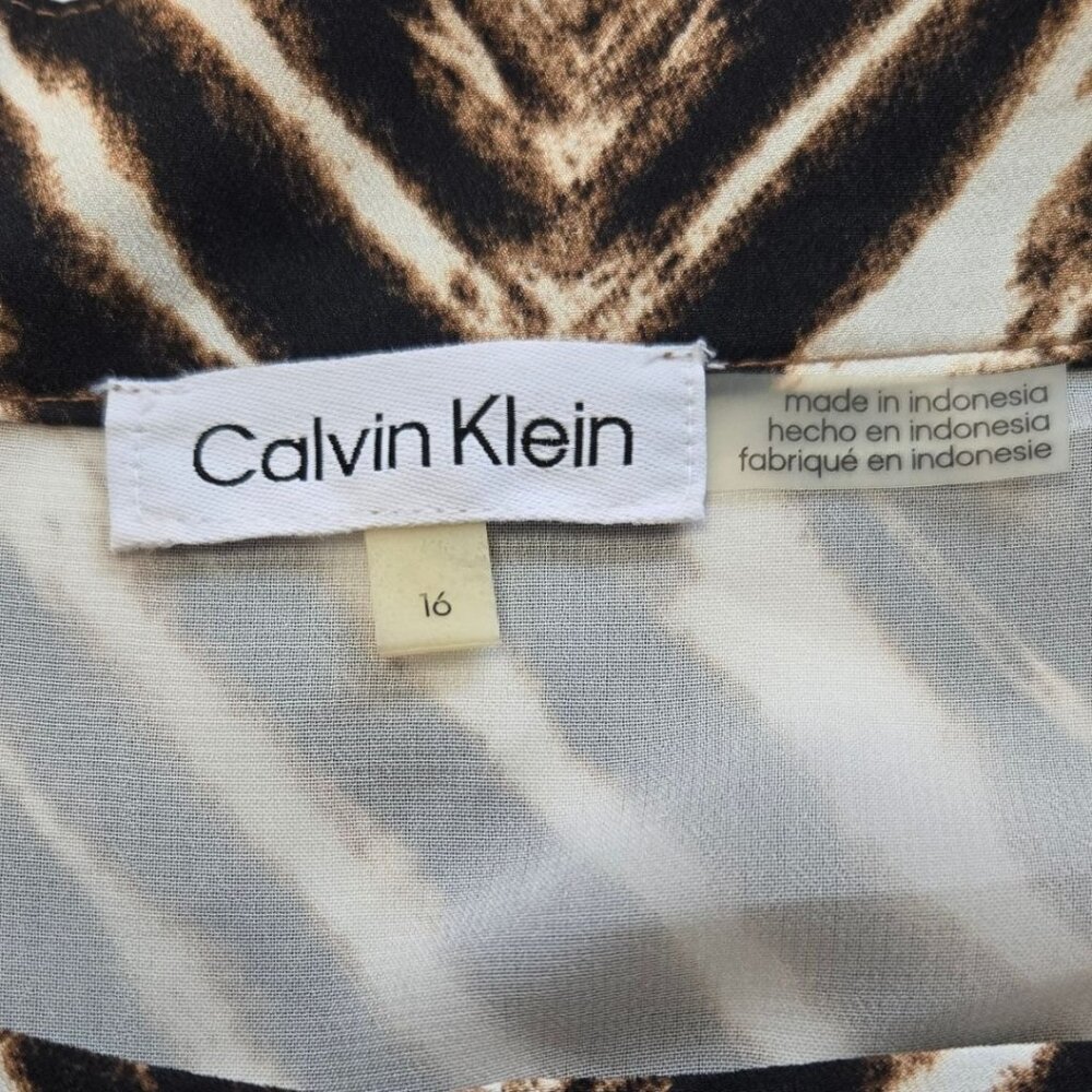 Calvin Klein Animal Print Skirt Fully Lined Chiffon Handkerchief High Low Hem 16 - Picture 8 of 10